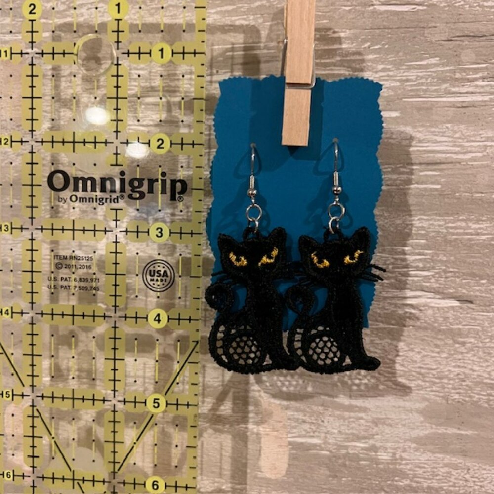 Homemade Black Cat Lightweight Lace Earrings - Picture 3 of 5